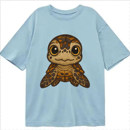 Baby Hawksbill Turtle - amber and brown shell pattern, curious golden eyes, - Classic T-shirt - Light Blue