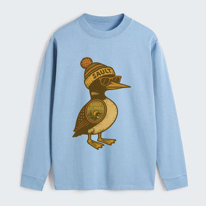 Sault Ste Marie Loon wearing Sault beani - Classic Long Sleeve Shirt - Light Blue