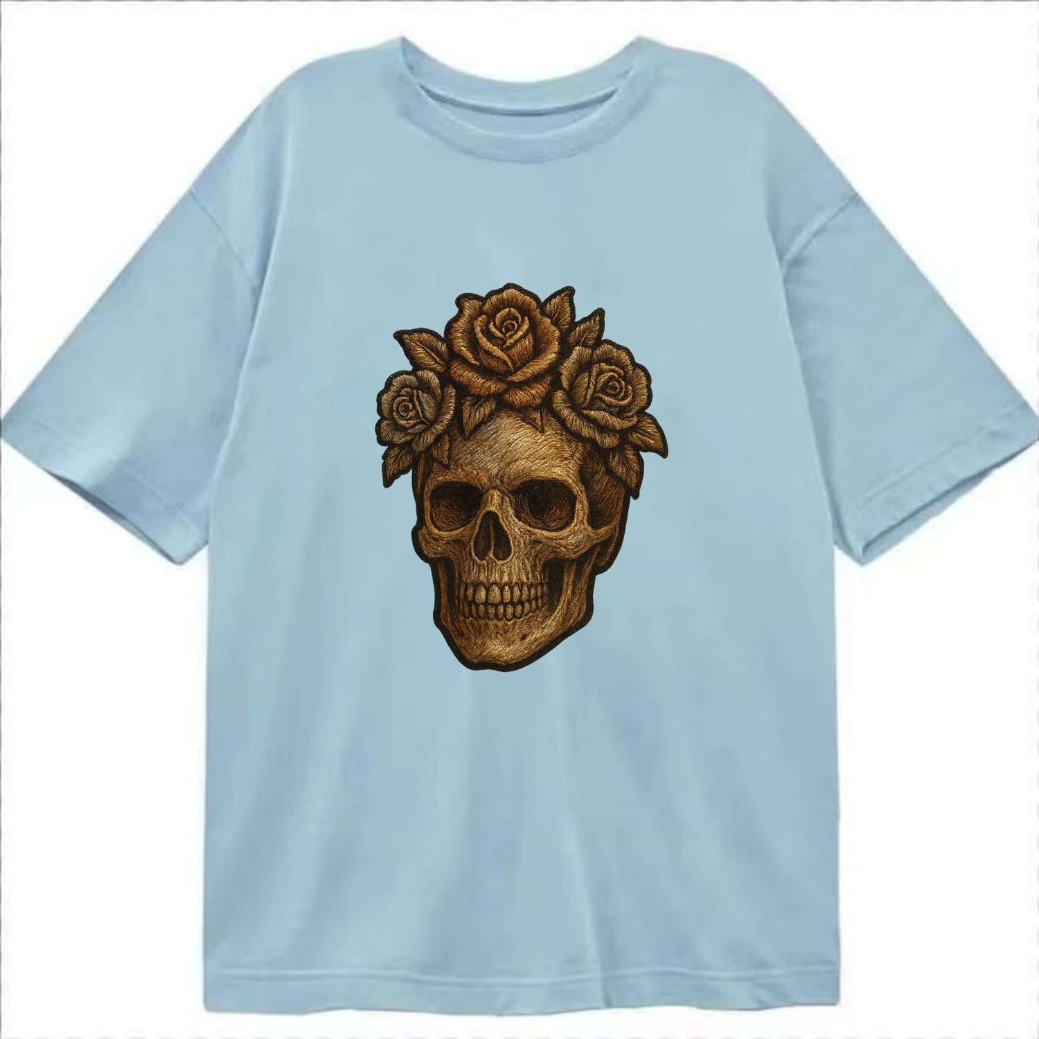 Skull and Roses  - Classic T-shirt - Light Blue
