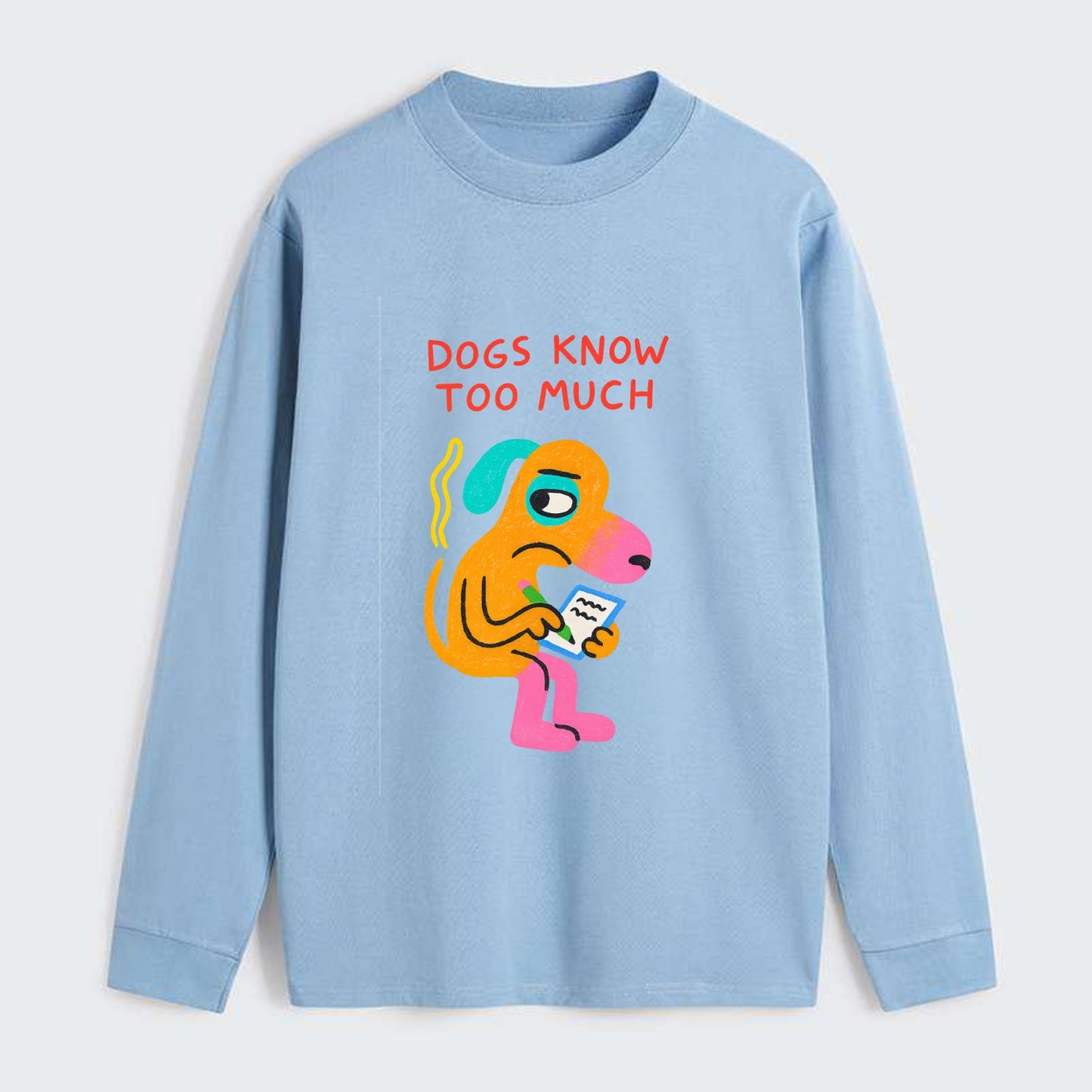 CATS OWN YOU | Cat on throne pointing down - Classic Long Sleeve Shirt - Light Blue