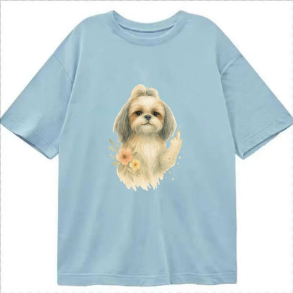 Shih Tzu with long flowing silky hair, tiny paw showing attitude - Classic T-shirt - Light Blue