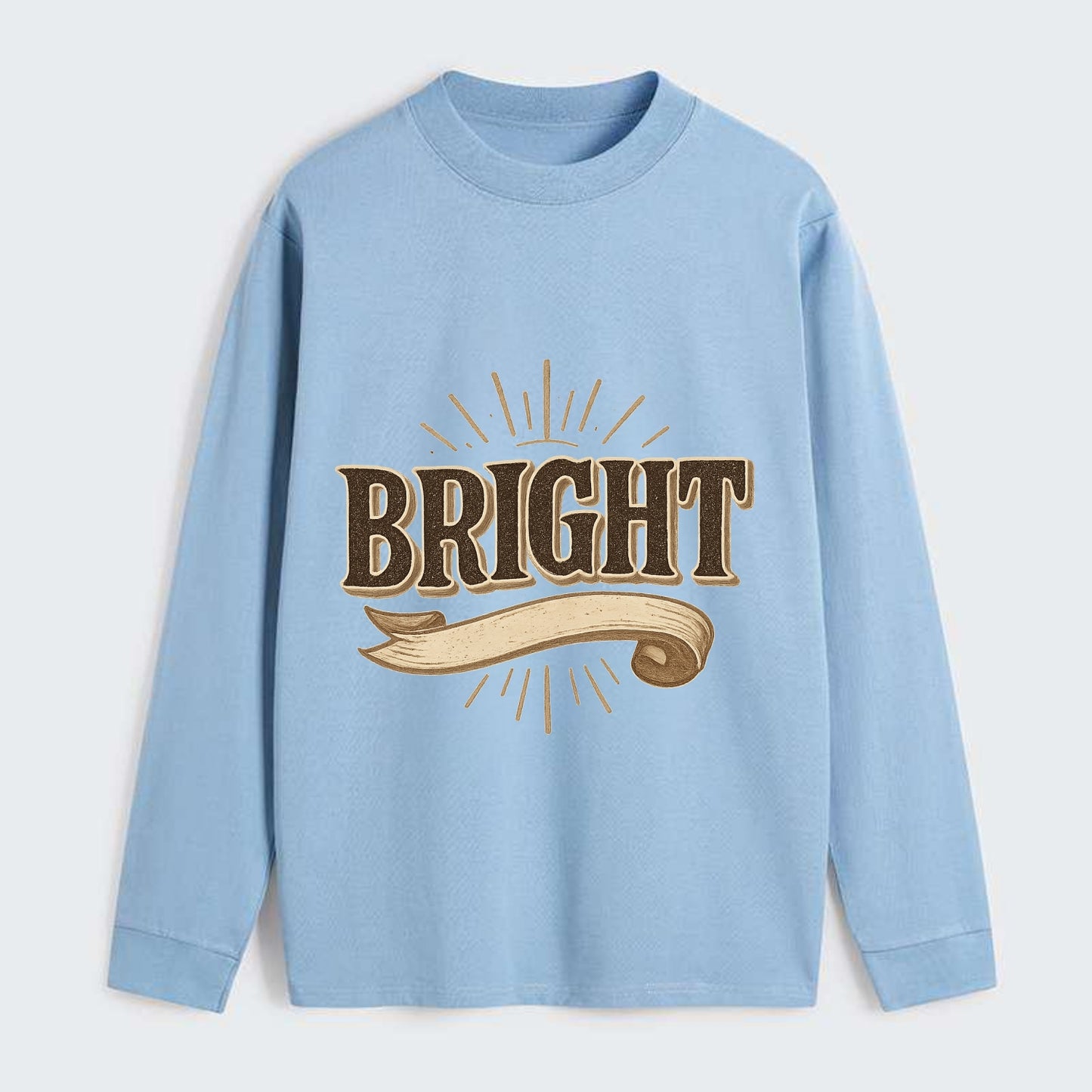 Bold typography design - "BRIGHT" - intelligent, shining - Classic Long Sleeve Shirt - Light Blue