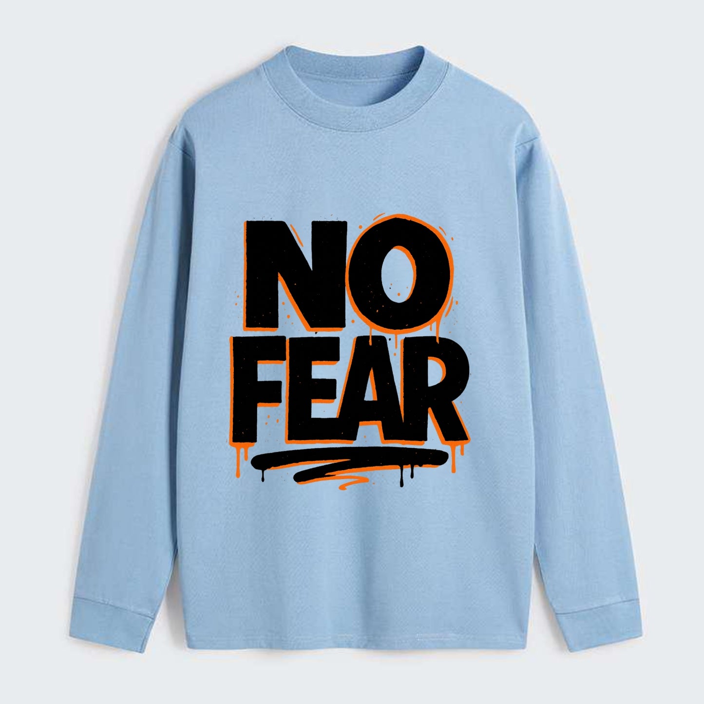 Bold typography design - "NO FEAR" - courage, bravery - Classic Long Sleeve Shirt - Light Blue