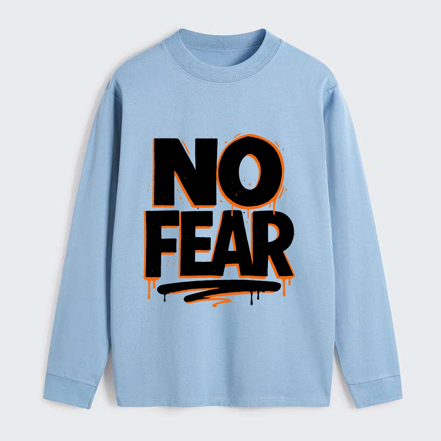 Bold typography design - "NO FEAR" - courage, bravery - Classic Long Sleeve Shirt - Light Blue