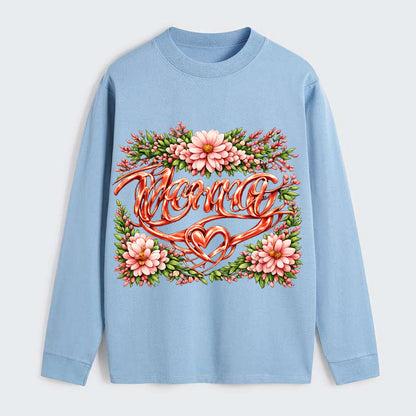 Mama Script - Classic Long Sleeve Shirt - Light Blue