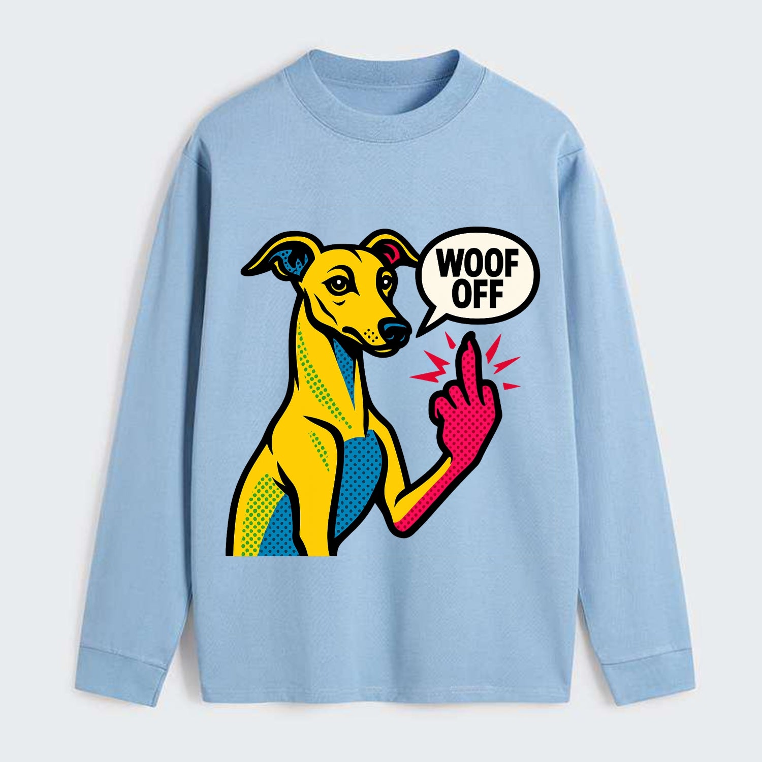 Whippet sleek athletic greyhound-like, elegant long paw giving sass - Classic Long Sleeve Shirt - Light Blue
