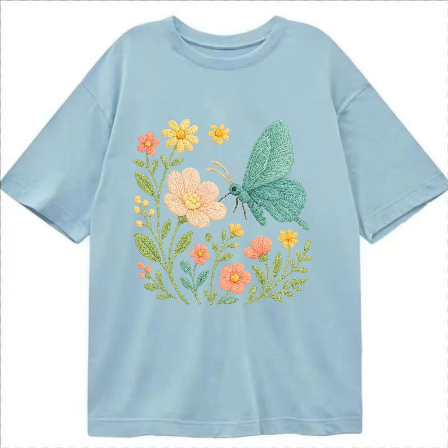 Mint Night Butterfly - Classic T-shirt - Light Blue
