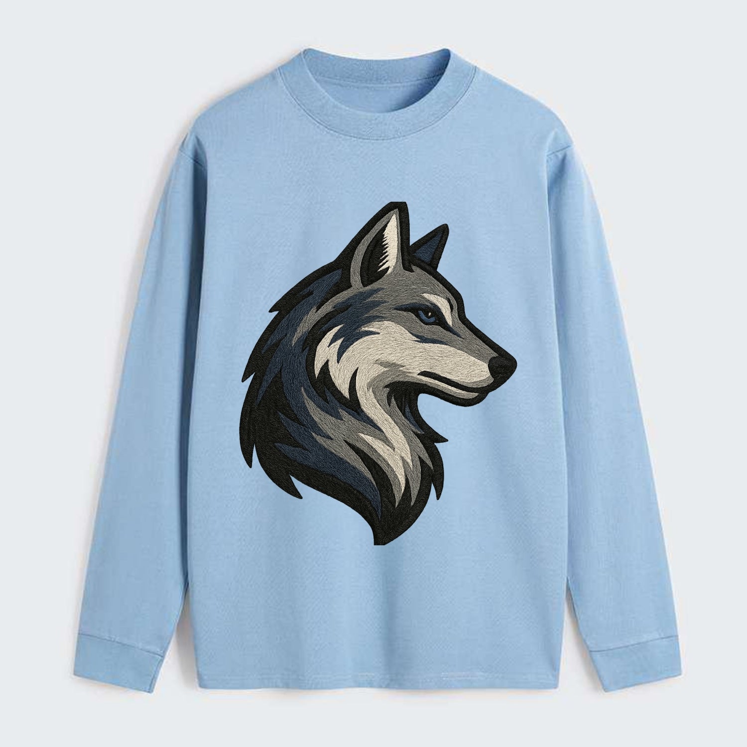 Lone Wolf Wanderer  - Classic Long Sleeve Shirt - Light Blue