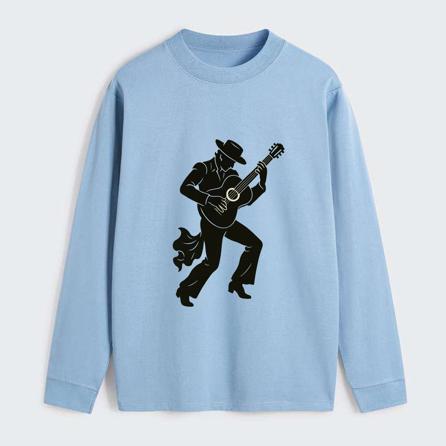 Flamenco guitarist dramatic pose - Classic Long Sleeve Shirt - Light Blue