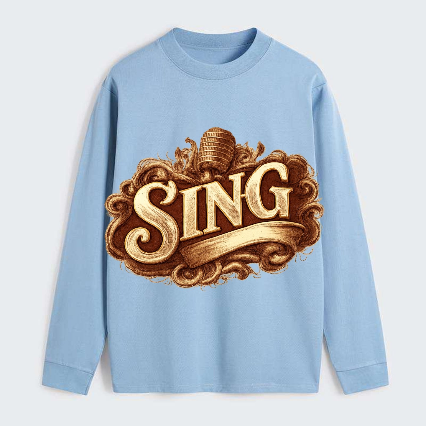 Bold typography design - "SING" - vocal expression, musical soul - Classic Long Sleeve Shirt - Light Blue