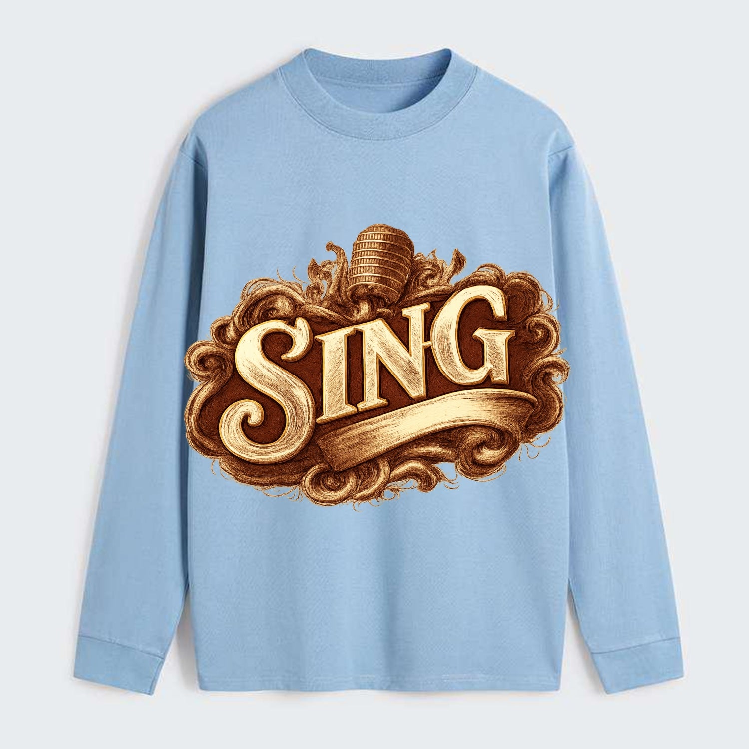 Bold typography design - "SING" - vocal expression, musical soul - Classic Long Sleeve Shirt - Light Blue