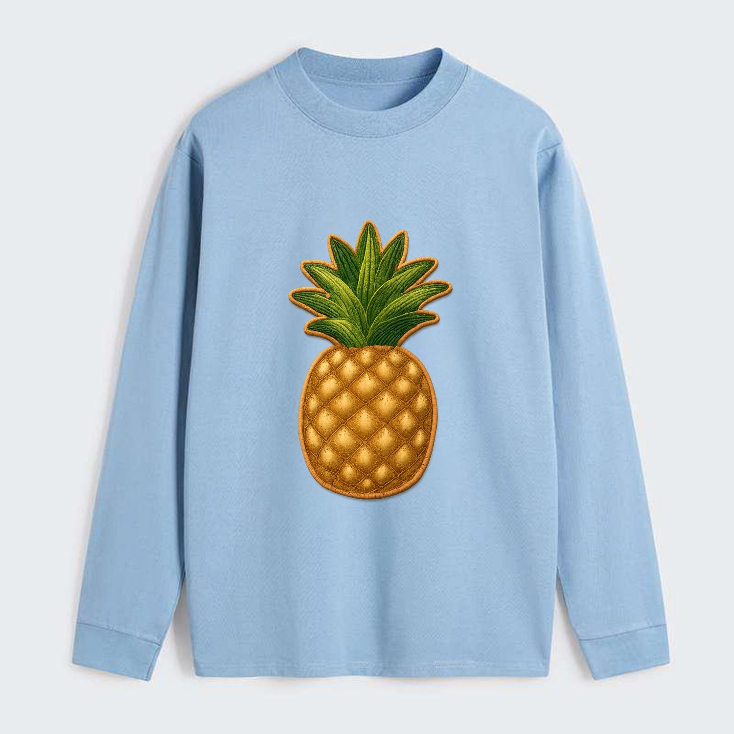 PINEAPPLE CROWN - tropical fruit in yellow and green , hospitality - Classic Long Sleeve Shirt - Light Blue