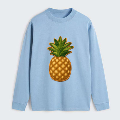 PINEAPPLE CROWN - tropical fruit in yellow and green , hospitality - Classic Long Sleeve Shirt - Light Blue