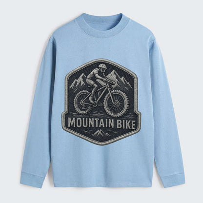 Mountain bike with rugged tires - cyclist badge - Classic Long Sleeve Shirt - Light Blue