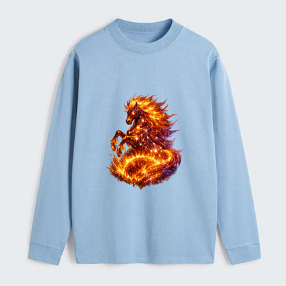 SOLAR FLARE | Horse emerging from the sun | Solar corona mane | Star - Classic Long Sleeve Shirt - Light Blue