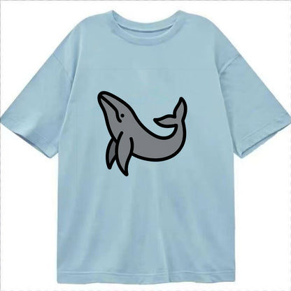 Humpback Whale - Gray breaching pose flat side profile - Classic T-shirt - Light Blue