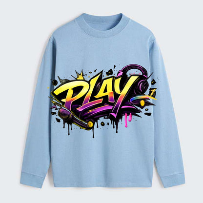 Bold typography design - "PLAY" - creative expression, musical - Classic Long Sleeve Shirt - Light Blue