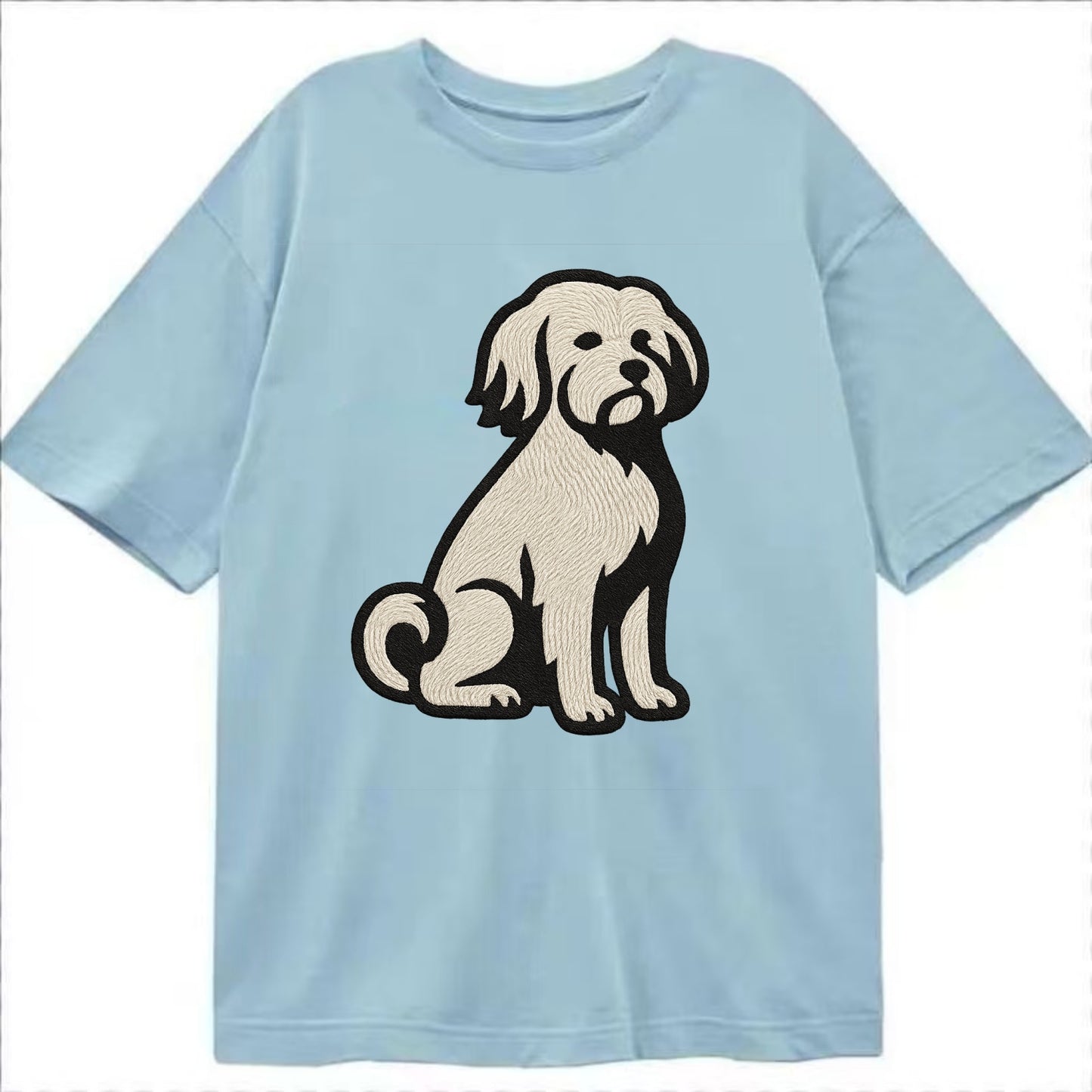 Löwchen - Little Lion Dog white embroide - Classic T-shirt - Light Blue