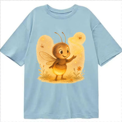 Firefly choreographer arranging synchronized light patterns over a meadow stage - Classic T-shirt - Light Blue