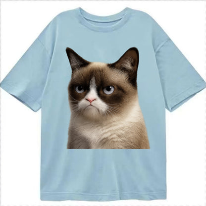 Grumpy Cat Expression  - Classic T-shirt - Light Blue