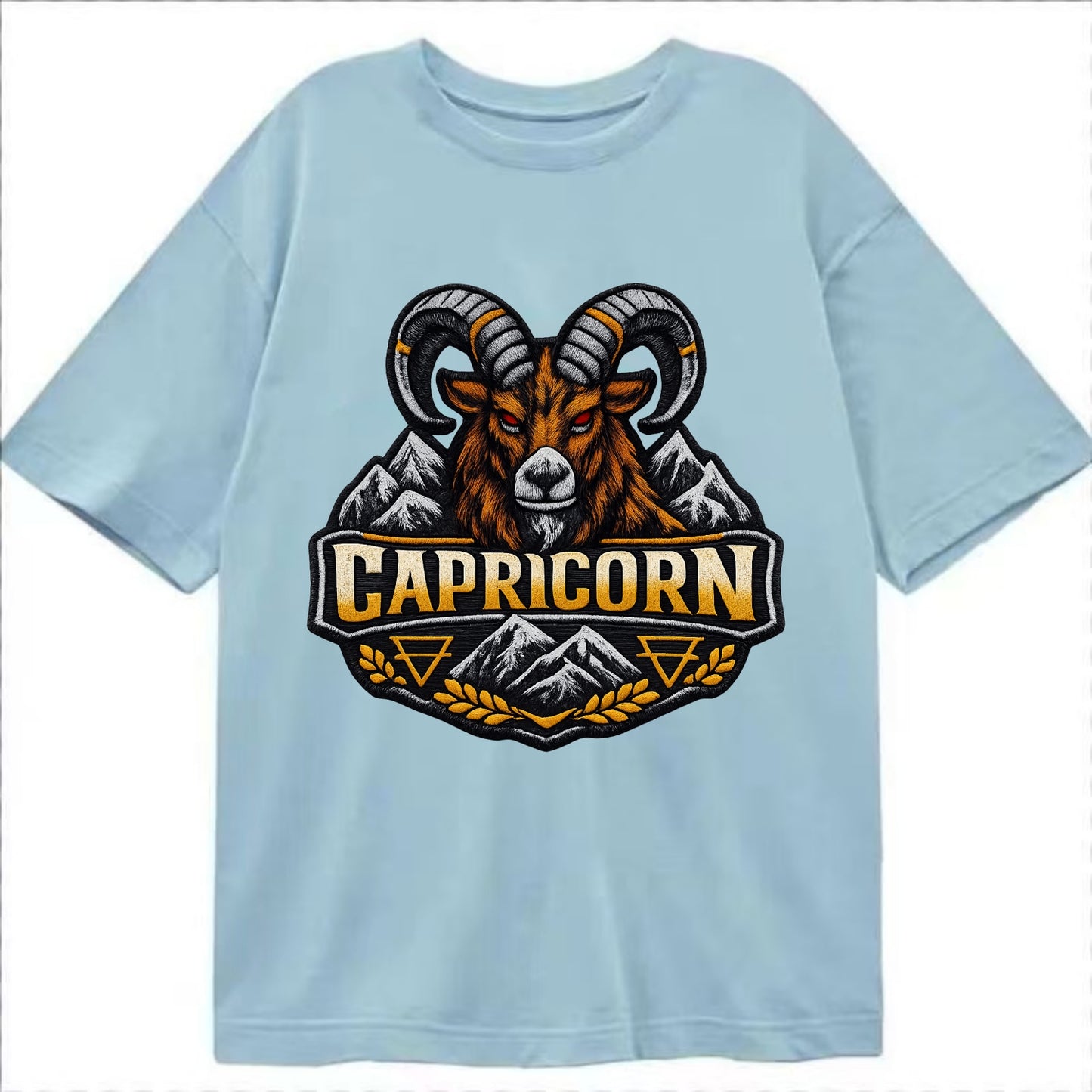 CAPRICORN GOAT - mountain goat in brown and gray , earth sign - Classic T-shirt - Light Blue