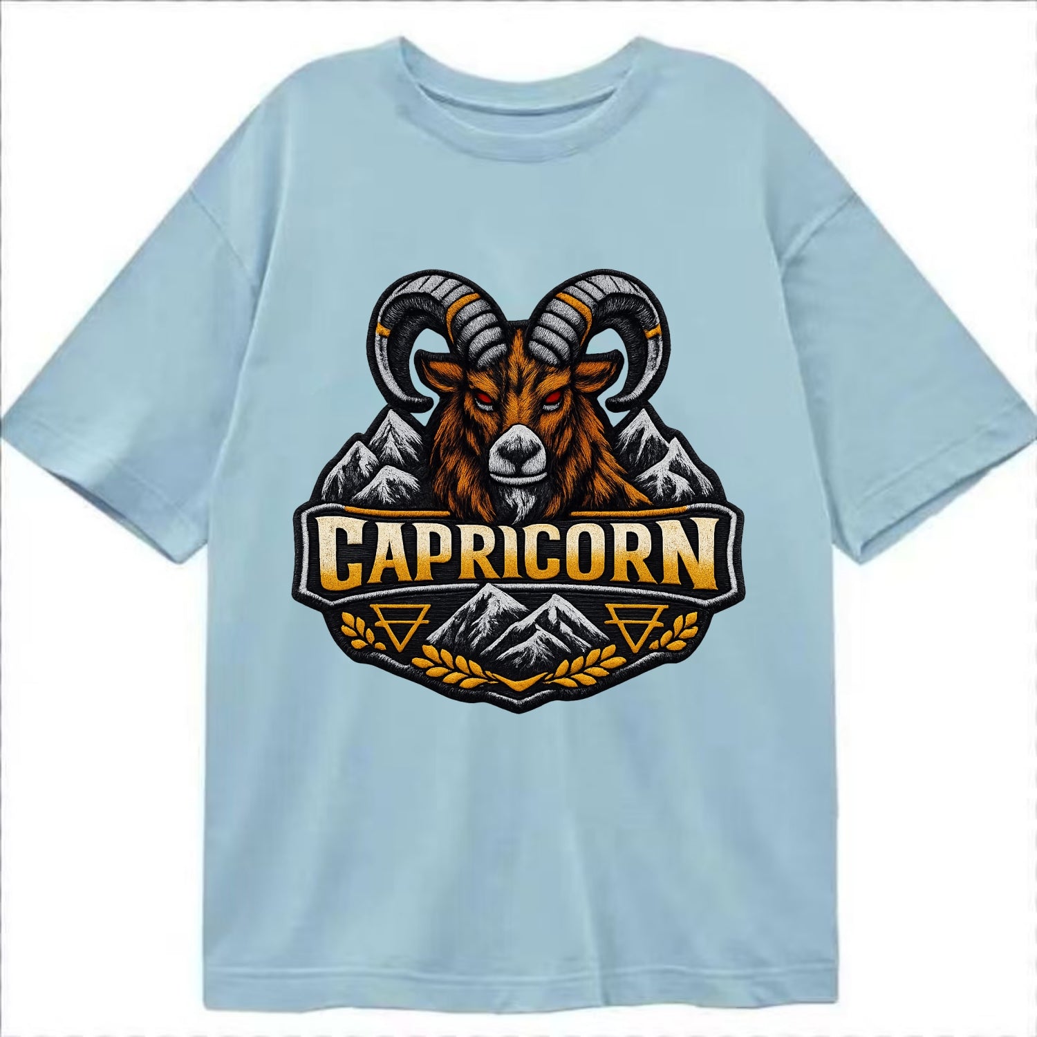 CAPRICORN GOAT - mountain goat in brown and gray , earth sign - Classic T-shirt - Light Blue