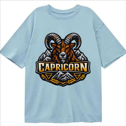 CAPRICORN GOAT - mountain goat in brown and gray , earth sign - Classic T-shirt - Light Blue
