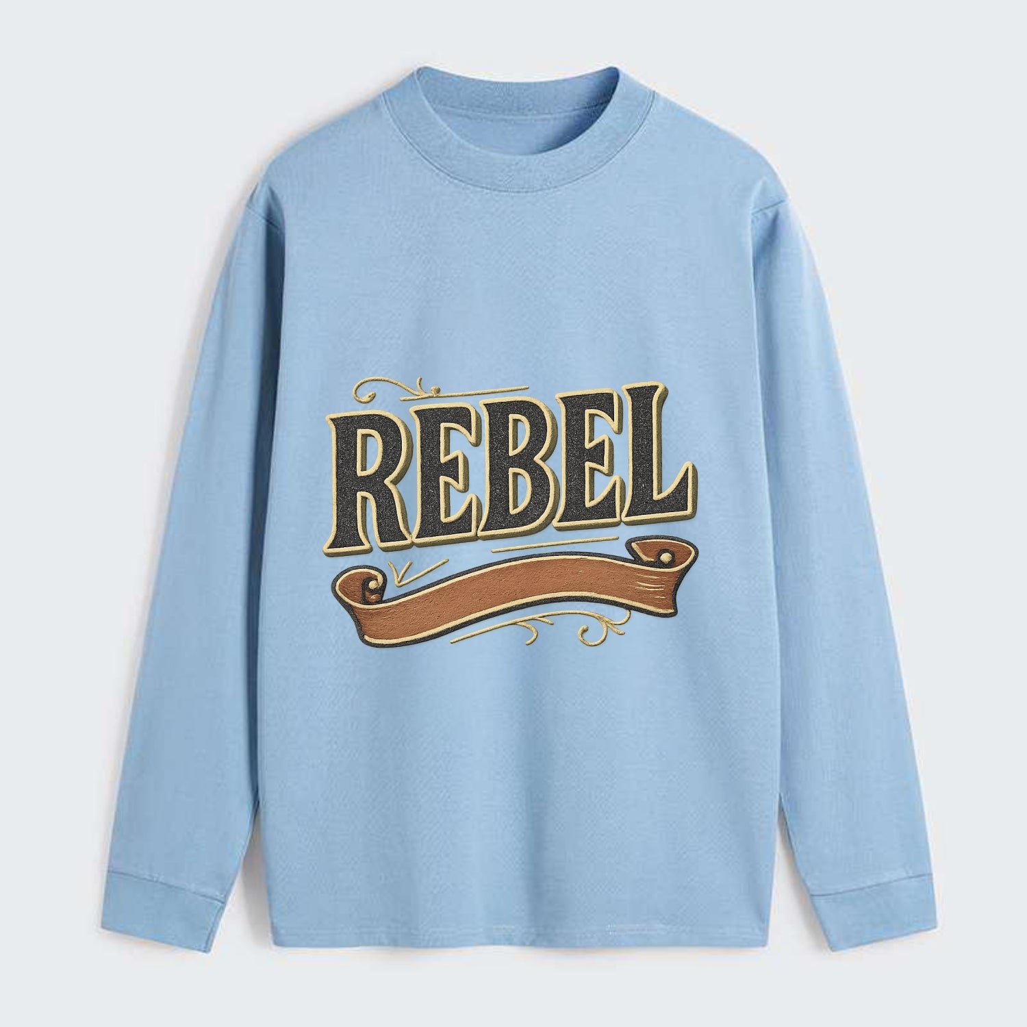 Bold typography design - "REBEL" - nonconformist, rule breaker, - Classic Long Sleeve Shirt - Light Blue