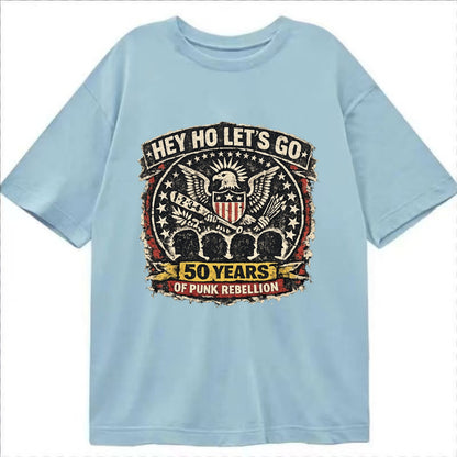 RAMONES LEGACY | Hey Ho Let's Go typography | Presidential seal parody | Four - Classic T-shirt - Light Blue