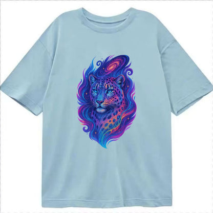 Majestic snow leopard with rainbow gradient spots, crystalline flowing patterns, - Classic T-shirt - Light Blue
