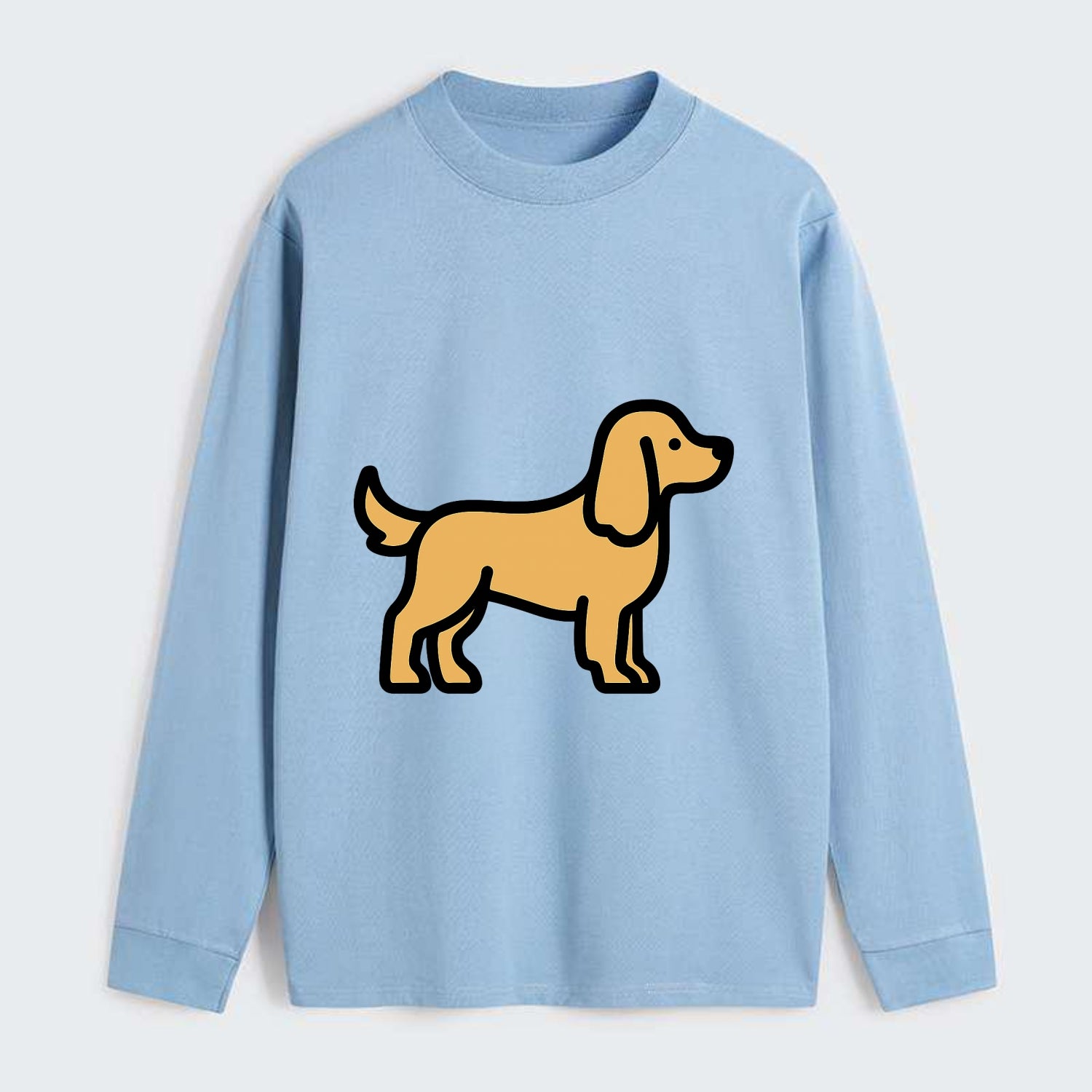 Cocker Spaniel - Golden colored flat side profile - Classic Long Sleeve Shirt - Light Blue