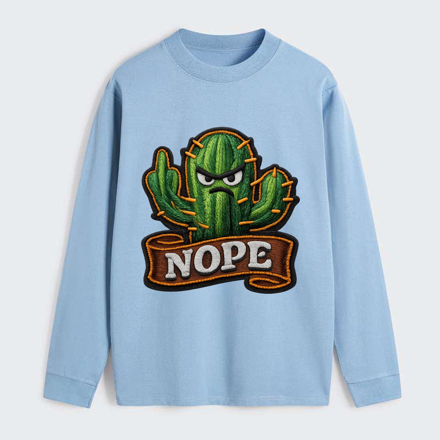 NOPE CACTUS - cactus with attitude in green , prickly personality - Classic Long Sleeve Shirt - Light Blue