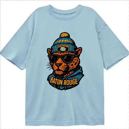 Baton Rouge Jaguar wearing Southern beanie with SU patch - Classic T-shirt - Light Blue