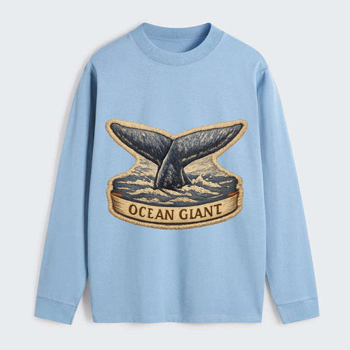 WHALE TAIL - diving whale in blue and gray , ocean giant - Classic Long Sleeve Shirt