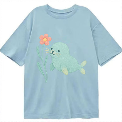 Mint Seal Pup - Classic T-shirt - Light Blue
