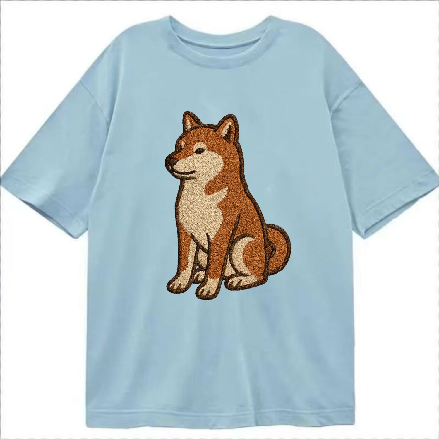 Shiba Inu - Red sesame embroidered sitti Classic T-shirt - Light Blue