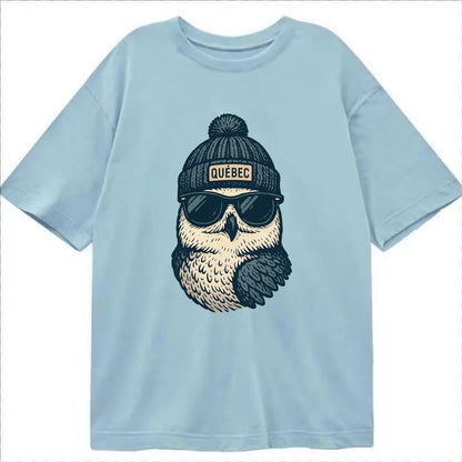 Quebec City Snowy Owl wearing Quebec bea - Classic T-shirt - Light Blue