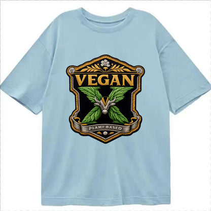 VEGAN X - plant-based symbol in green , animal rights - Classic T-shirt - Light Blue