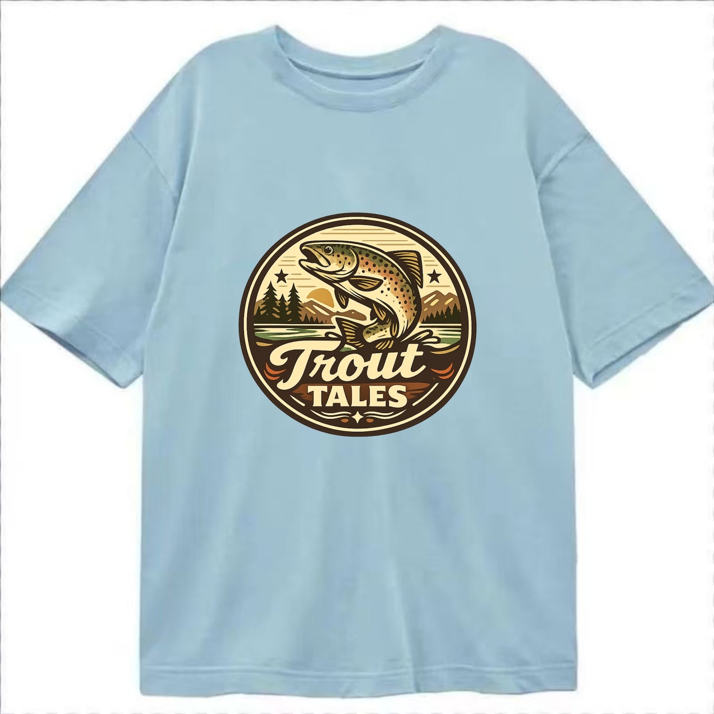 Trout Tales Adventure Emblem - Classic T-shirt - Light Blue