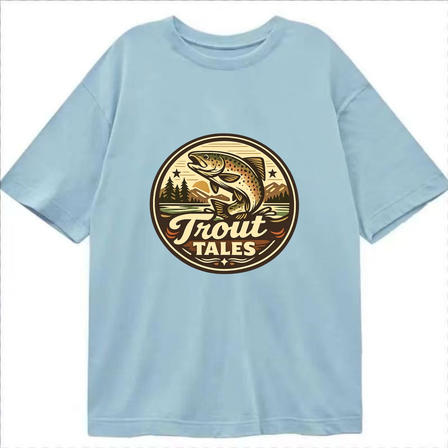 Trout Tales Adventure Emblem - Classic T-shirt - Light Blue