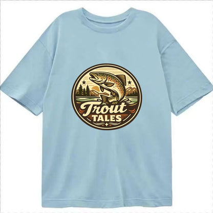 Trout Tales Adventure Emblem - Classic T-shirt - Light Blue