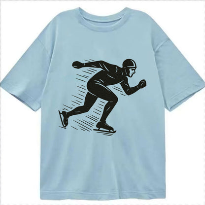 Speed skater in racing crouch - Classic T-shirt - Light Blue