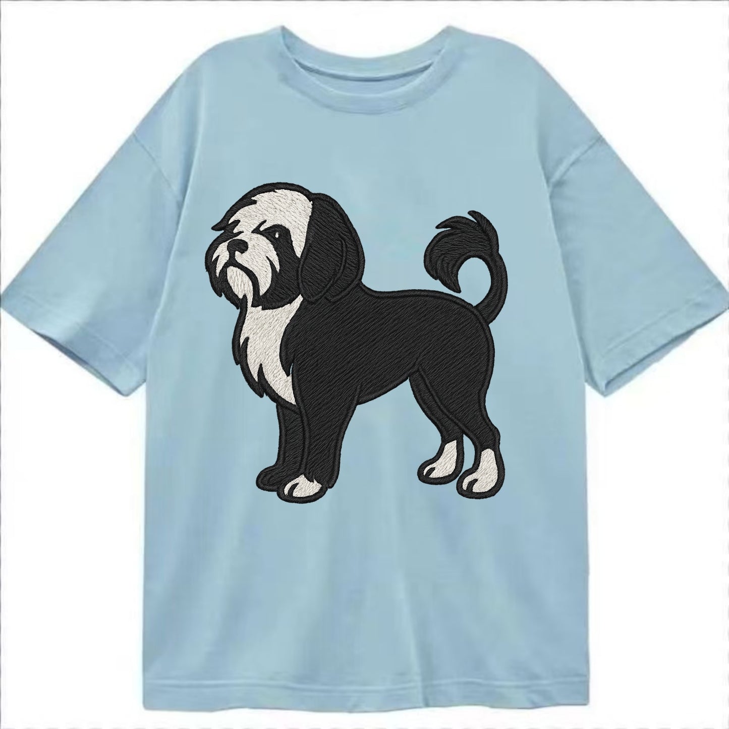 Löwchen - Black and white lion trim embr - Classic T-shirt - Light Blue