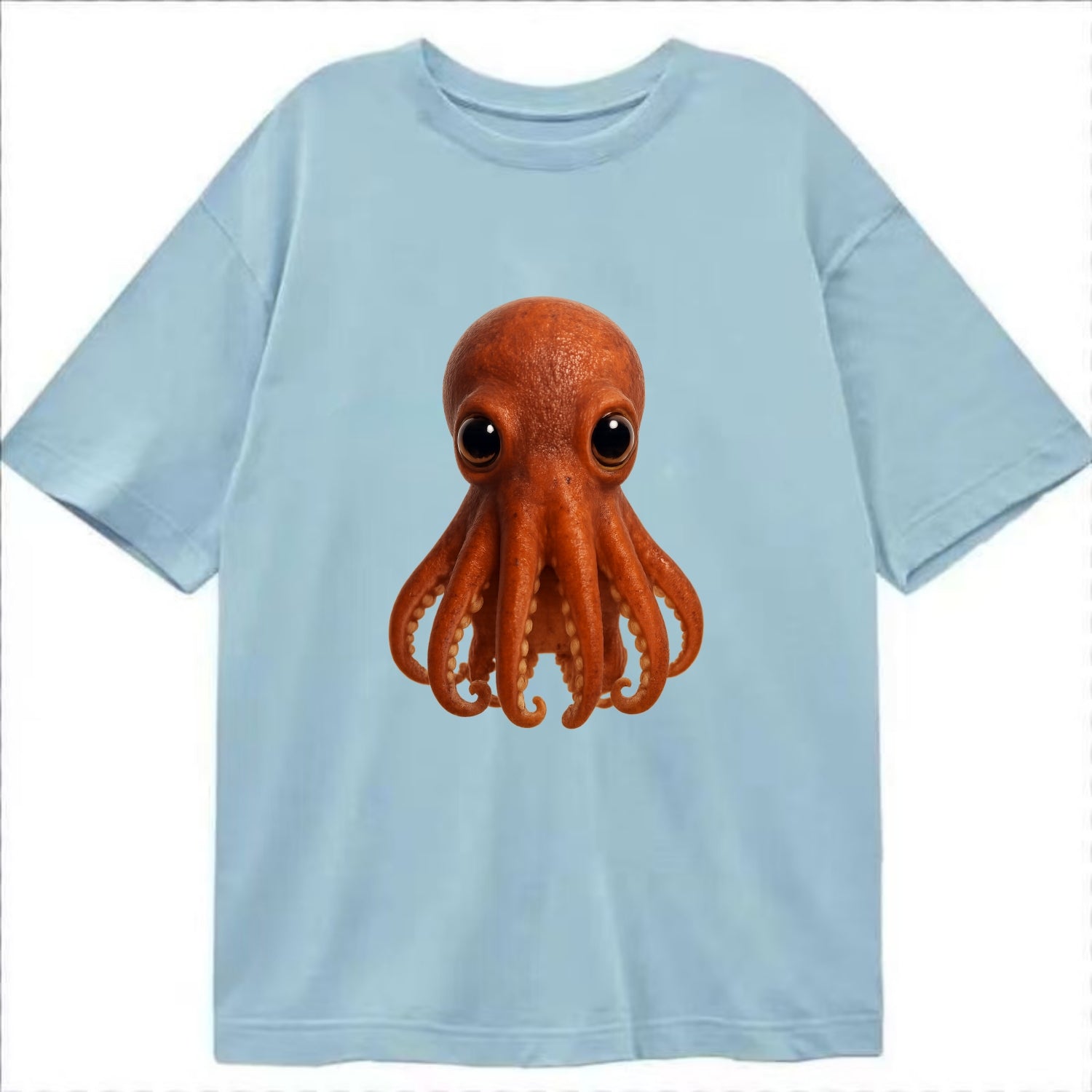 Baby Giant Pacific Octopus - reddish, smaller tentacles, expressive eyes, - Classic T-shirt - Light Blue