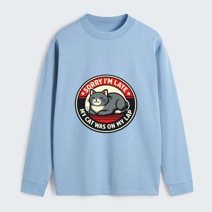 Charming Cat Loaf Excuse Emblem - Classic Long Sleeve Shirt - Light Blue
