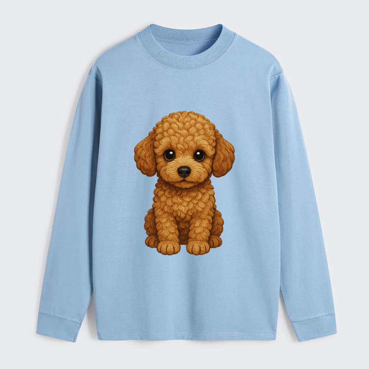 Baby Poodle Puppy - curly fluffy coat, intelligent eyes, elegant snout, - Classic Long Sleeve Shirt - Light Blue