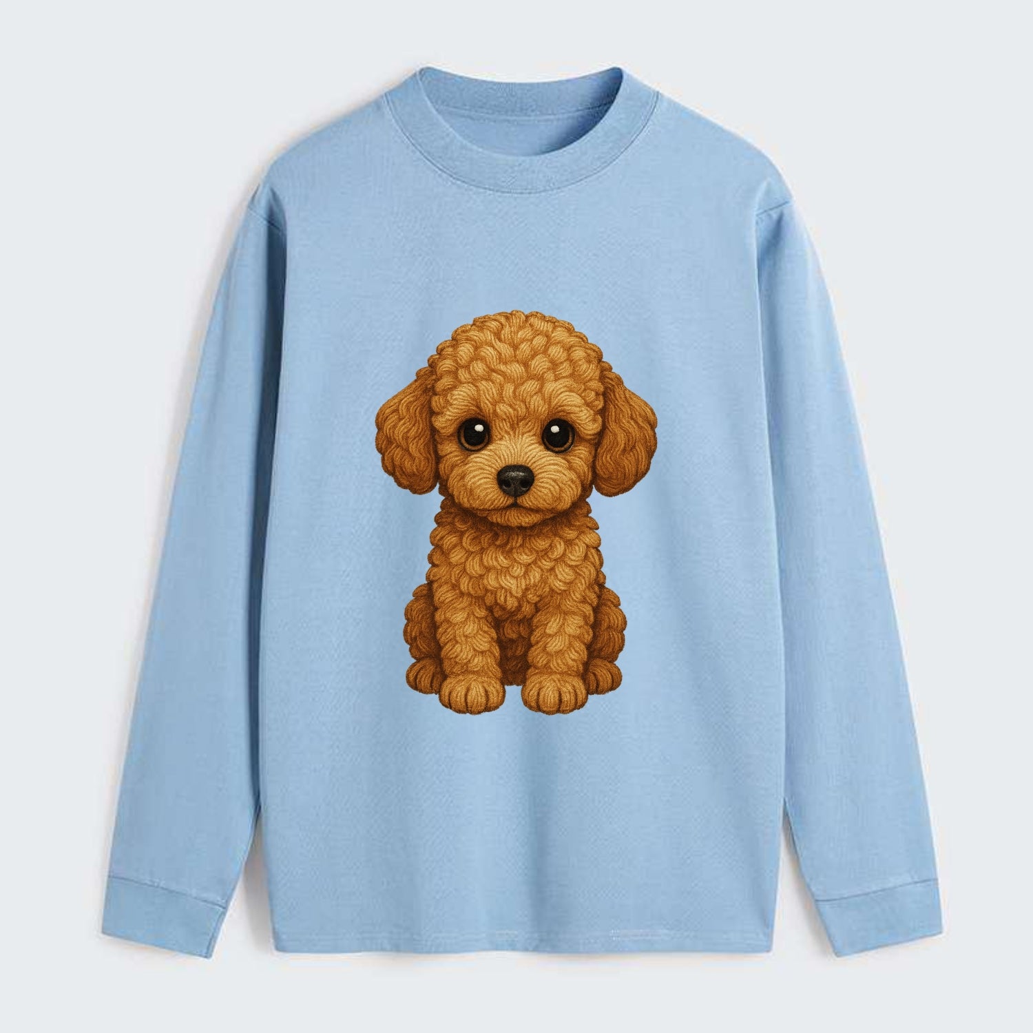 Baby Poodle Puppy - curly fluffy coat, intelligent eyes, elegant snout, - Classic Long Sleeve Shirt - Light Blue