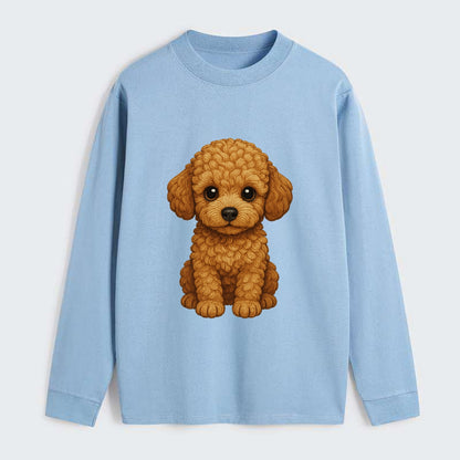 Baby Poodle Puppy - curly fluffy coat, intelligent eyes, elegant snout, - Classic Long Sleeve Shirt - Light Blue