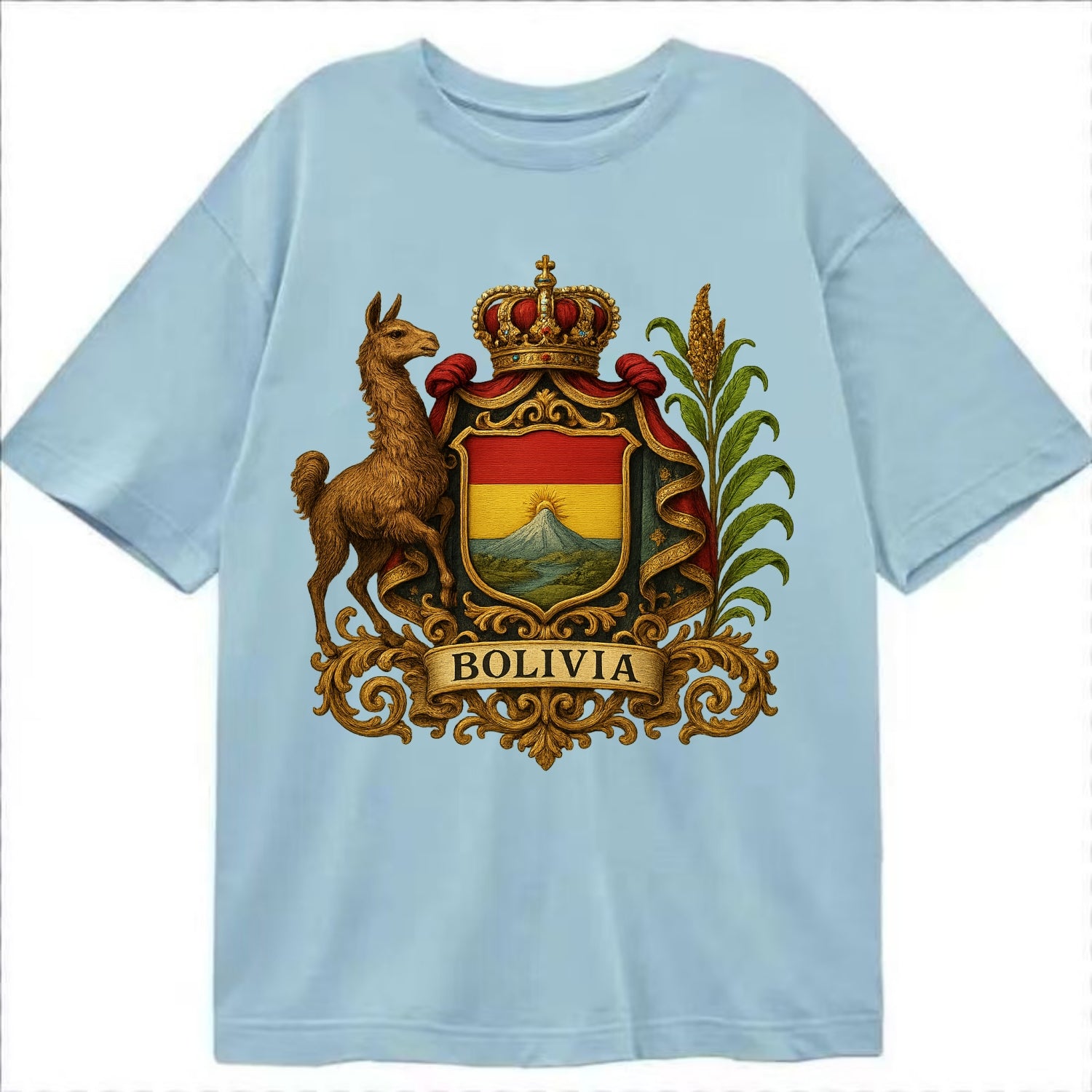 Bolivia Royal Logo  - Classic T-shirt - Light Blue