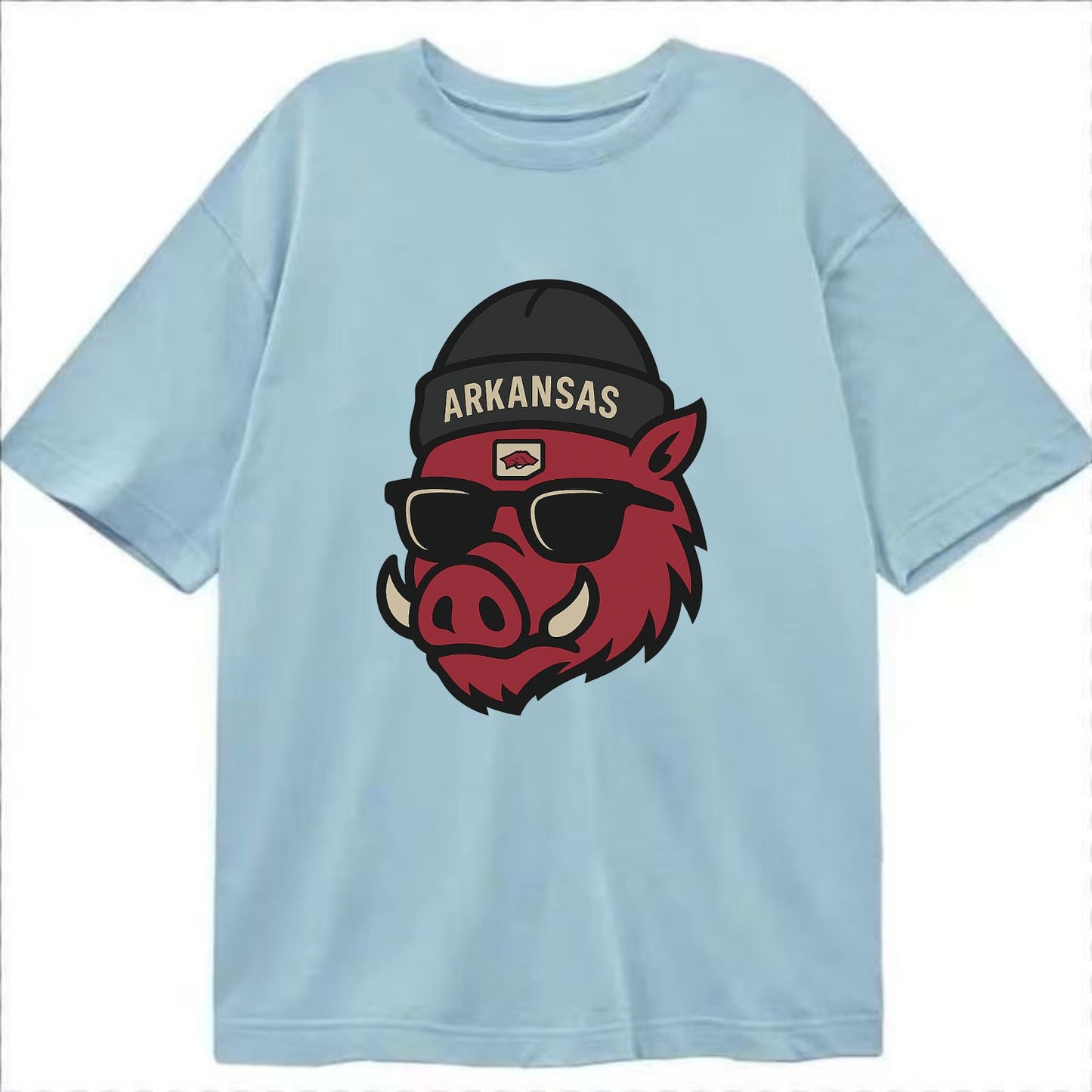Fayetteville Razorback wearing Arkansas beanie with hog patch - Classic T-shirt - Light Blue